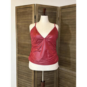 Red Faux Leather Plus-Size Tank Top